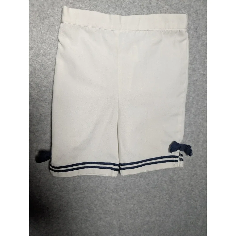Good Lad Nautical Sailor Set White Navy Blue Bow Shorts 18M Toddler Girl Vintage